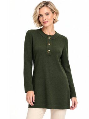St. John by Marie Gray Olive Green Santana Knit Tunic Back Zip Size 6